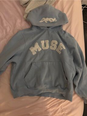 Muse Light Blue Hoodie with White Chenille Logo